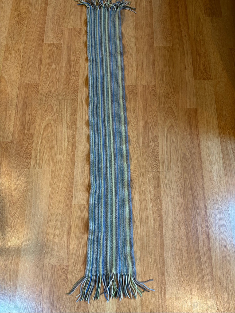 William Brunton Blue Stripe Lambswool Scarf